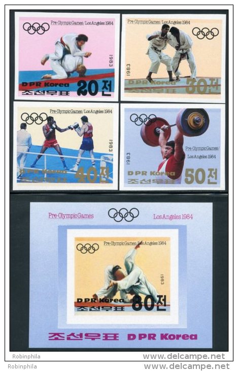 Korea 1983, SC #2293/98, Imperf 4V+S/S, LA Olympic Games - Sommer 1984: Los Angeles