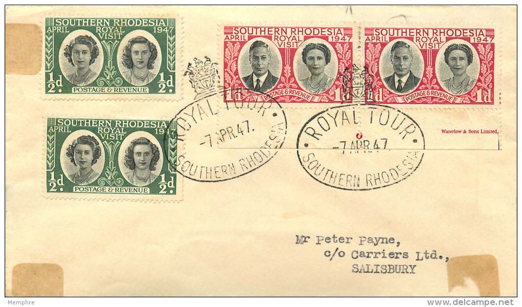 1947  Royal Visit 2 Sets On Local Letter With Tour Special Cancel - Southern Rhodesia (...-1964)