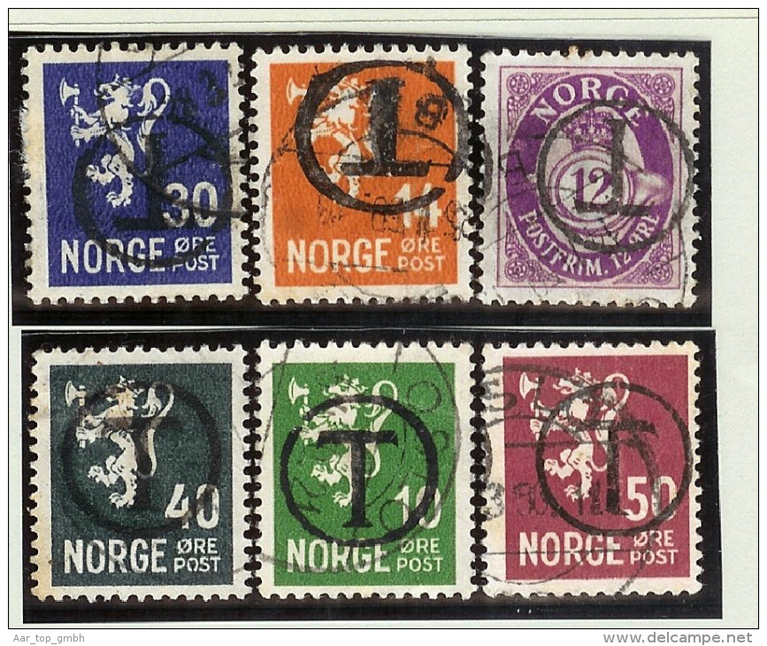 Norwegen Lot 6 Marken Mit T-Stempel - Autres & Non Classés