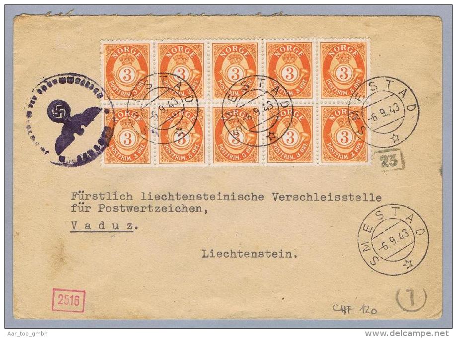 Norwegen Smestad 1943-09-05 Zensurbrief Nach Vaduz FL - Lettres & Documents