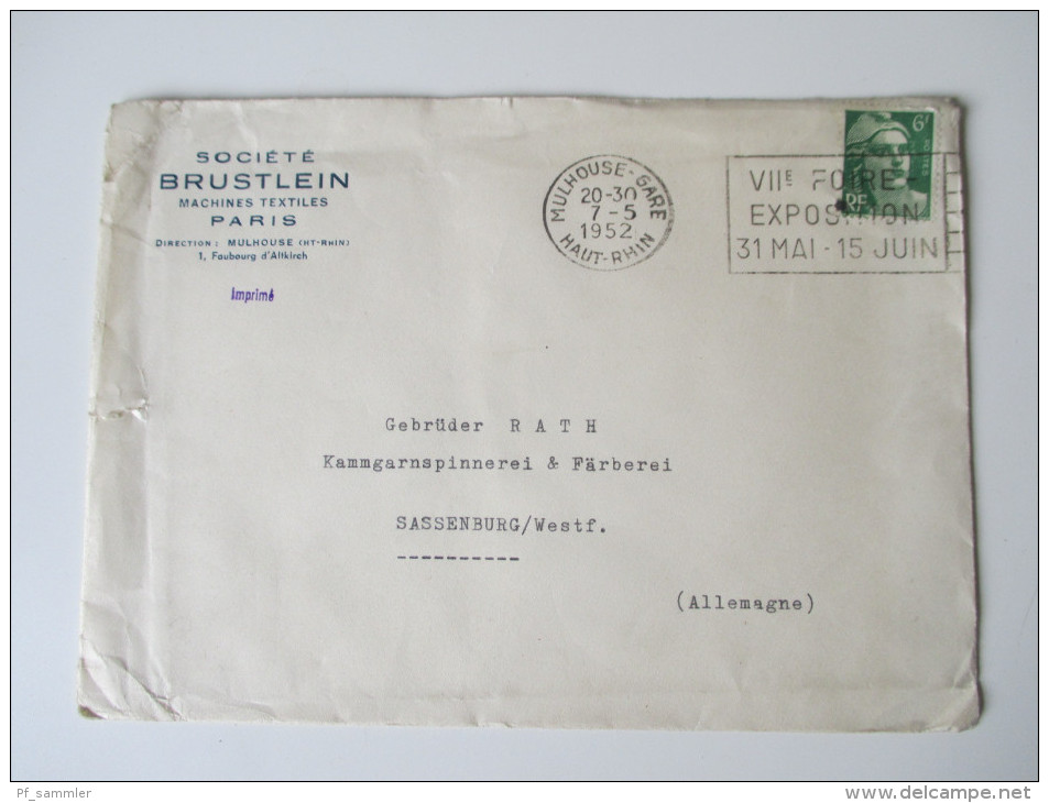 Frankreich Belegeposten 65 Stk. 1888 -1950er Jahre. Firmenkorrespondenz mit einer Kammgarnspinnerrei
