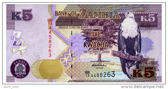 ZAMBIA 5 KWACHA 2012 Pick 50a Unc - Zambia