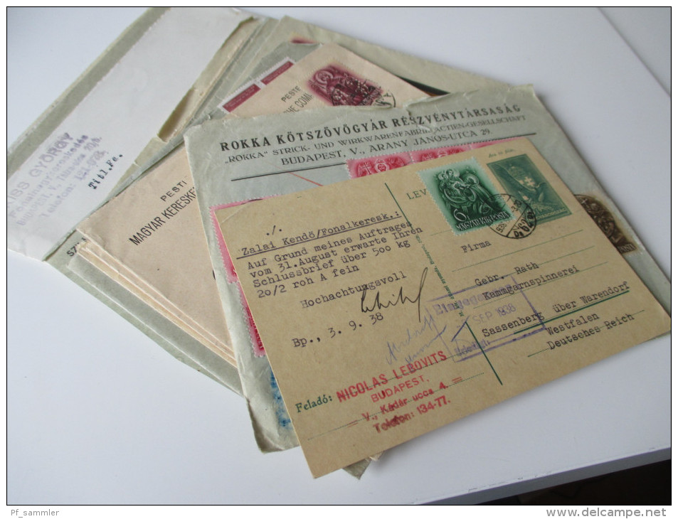 Ungarn 1930er Jahre Belegeposten / Firmenkorrrspondenz. 30 Briefe. Schöne Frankaturen / Express / Perfins. Interessant!? - Cartas & Documentos