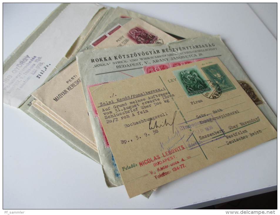 Ungarn 1930er Jahre Belegeposten / Firmenkorrrspondenz. 30 Briefe. Schöne Frankaturen / Express / Perfins. Interessant!? - Covers & Documents