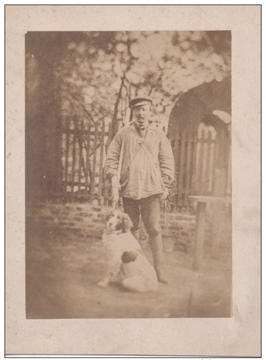 Vintage Photographie - Chasseur Et Son Chien  - 19 ème - Old (before 1900)