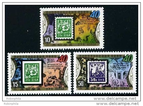 Korea 1986, SC #2593-95, Perf 3V, 40th Anniv Of 1st Stamp Of Korea - Other & Unclassified