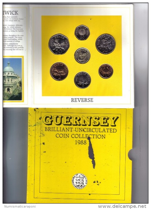 Guernsey Uncirculated Coin Collection 1988 Ufficiale FDC - Guernesey
