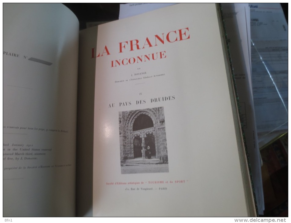 DORANGE (J.) et Gustave DUPONT-FERRIER.- 1910- LA FRANCE INCONNUE * COUVERTURE CUIR