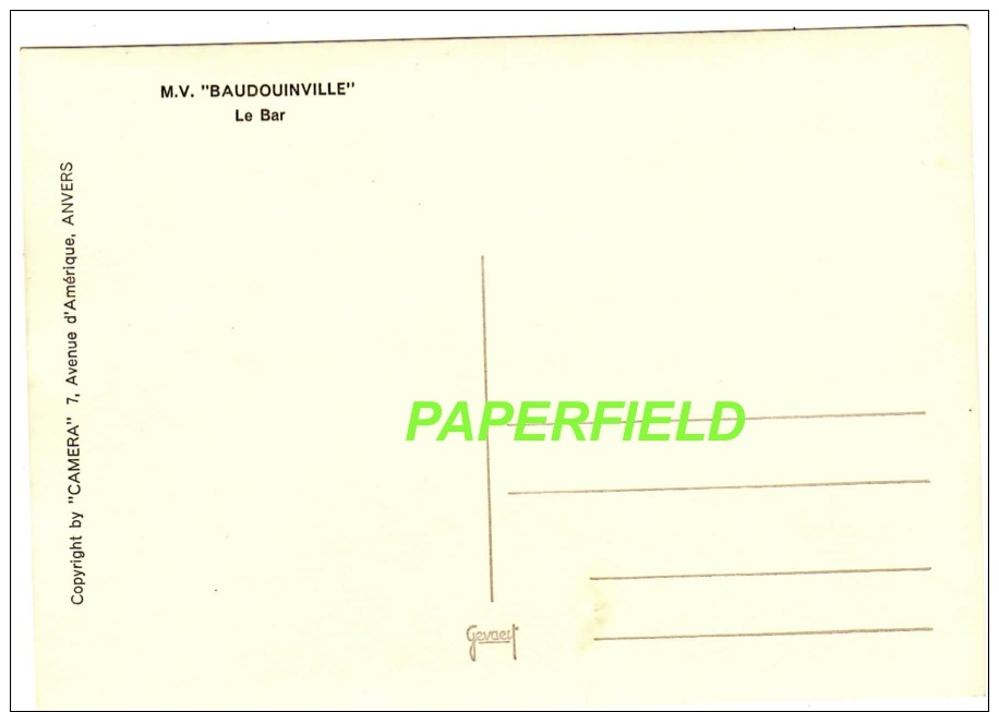 M.V. BAUDOUINVILLE - Paquebot - Le Bar - Dampfer