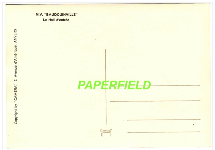 M.V. BAUDOUINVILLE - Paquebot - Le Hall D'entrée - Piroscafi
