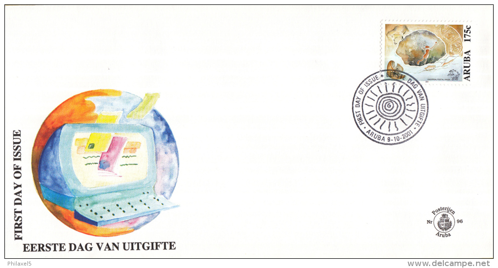 Aruba - FDC96 - U.P.U., Samenspraak  Tussen Beschavingen - Rotstekeningen - NVPH E96 - Curaçao, Nederlandse Antillen, Aruba