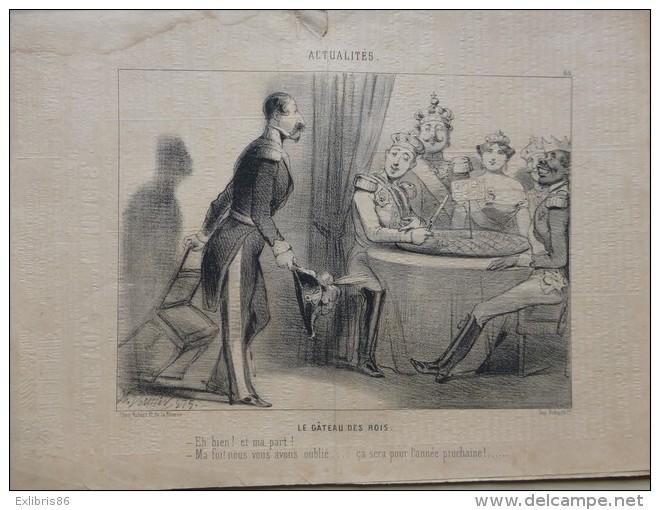 Napoléon III, Le Gâteau Des Rois,  Lithographie Originale De Ch VERNIER  V 1848,   ; Ref 907 G12 - Stiche & Gravuren
