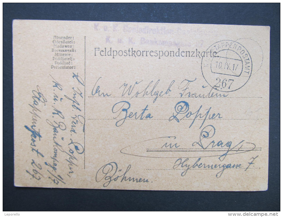 Feldkorrespondenzkarte Feldpost Feldpostamt Nr. 267 1917  ///  D*16672 - Briefe U. Dokumente