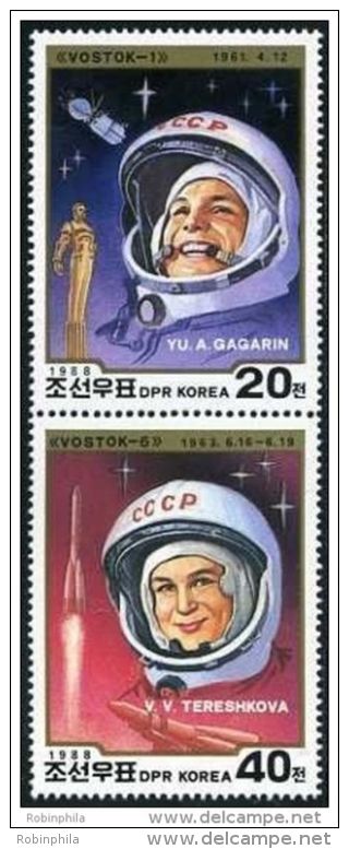 Korea 1988, SC #2796a-b, Space Cosmonauts - Asien