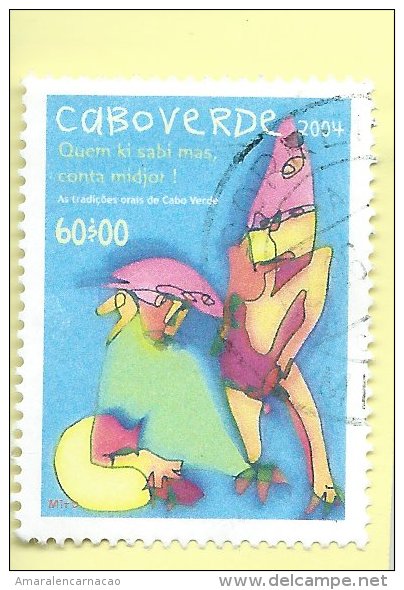 TIMBRES - STAMPS - CAPE VERDE / CAP VERT - 2004 - TRADITIONS ORALES - TIMBRE OBLITÉRÉ CLÔTURE DE SERIE - Kap Verde