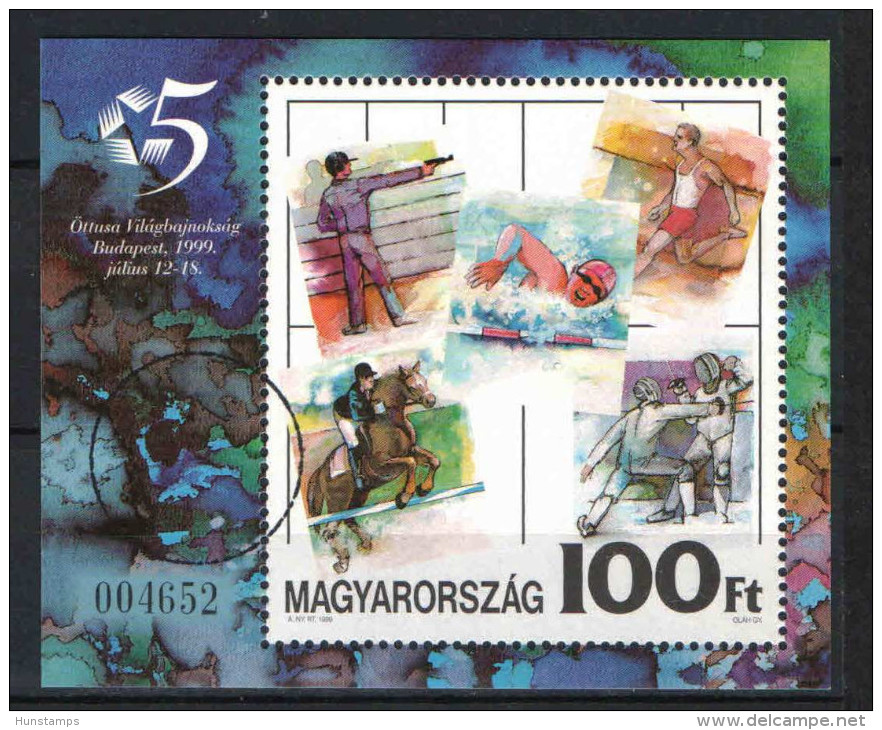 Hungary SPECIMEN STAMPS - 1999. Sport / Pentathlon Sheet - Variétés Et Curiosités