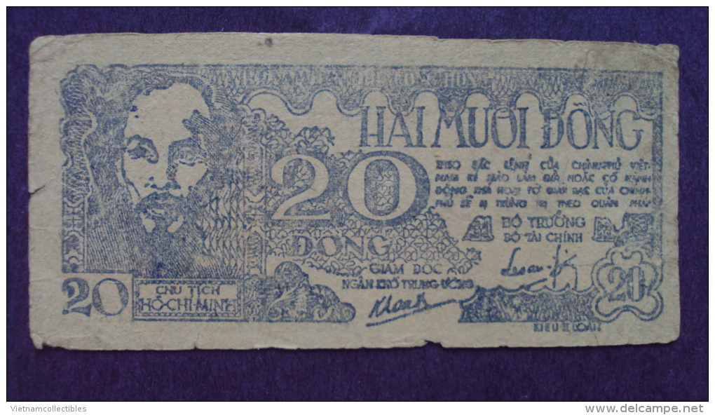 North Vietnam Viet Nam 20 Dong VF Banknote 1947 With Watermark - RARE / 03 Images - Vietnam