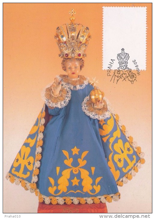 J2696 - Czechoslovakia (1991) Preparatory Print (RRR!) - Cartes Maximum: Graceful Infant Jesus Of Prague - Plaatfouten En Curiosa