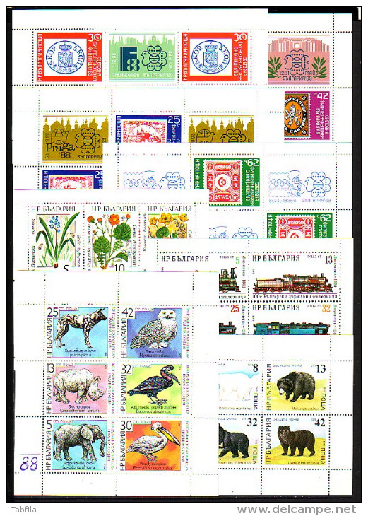 BULGARIA - 1988 - Comp** Yv 3139-3227+8 PF+ 6 Bl 151-157+C3215 + 6Bl Non Dent. - Komplette Jahrgänge