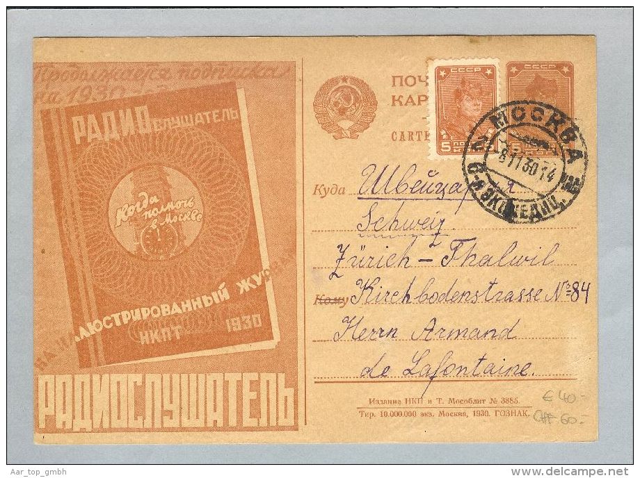 Russland 1930-11-08 Bild-Ganzsache Nach Thalwil CH - Briefe U. Dokumente