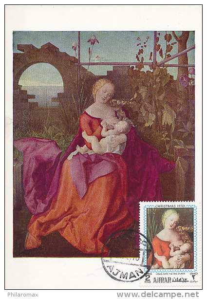 D20737 CARTE MAXIMUM CARD 1970 AJMAN - MADONNA BY DÜRER CP ORIGINAL - Madonnen