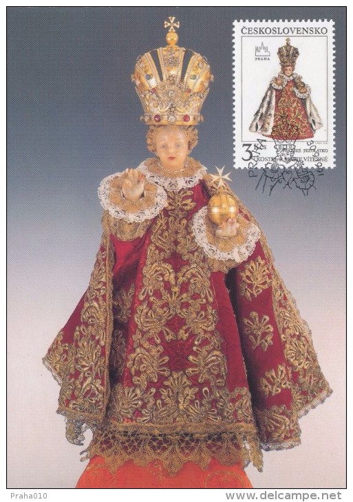 J2701 - Czechoslovakia (1991) Preparatory Print (RRR!) - Cartes Maximum: Graceful Infant Jesus Of Prague - Plaatfouten En Curiosa