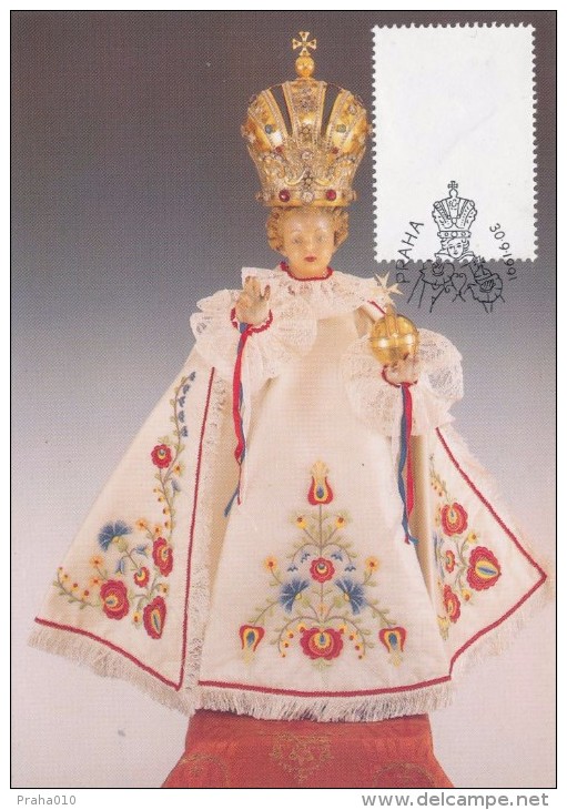 J2704 - Czechoslovakia (1991) Preparatory Print (RRR!) - Cartes Maximum: Graceful Infant Jesus Of Prague - Plaatfouten En Curiosa