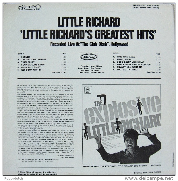 * LP *  LITTLE RICHARD'S GREATEST HITS - RECORDED LIVE ( Holland 1967 On EPIC) - Rock