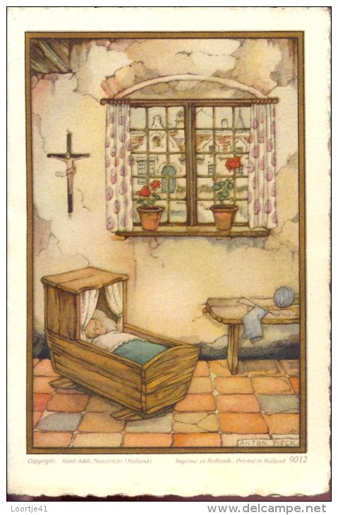 Geboortekaartje Anne Delhem - Heverlee 12 April 1952 - Illustr Anton Pieck - Birth & Baptism