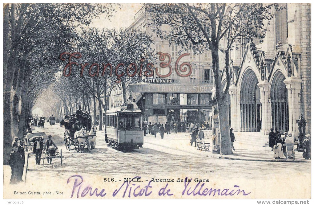 (06) Nice - Avenue De La Gare - Tram Tramway Calèche Attelage Véterinaire Groupe Esperantiste De Nice - 2 SCANS - Autres & Non Classés