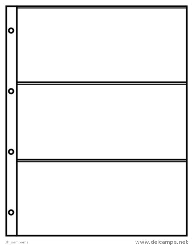 Lindner 4103 Pocket Pages A4 Black With 3 Pockets (220 X 97 Mm) - Pack Of 10 - Alben Leer