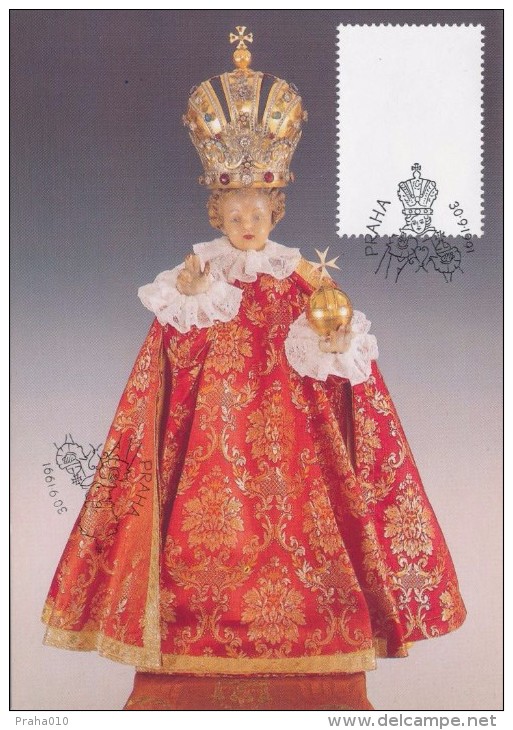 J2709 - Czechoslovakia (1991) Preparatory Print (RRR!) - Cartes Maximum: Graceful Infant Jesus Of Prague - Plaatfouten En Curiosa