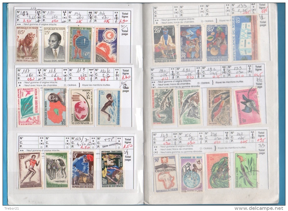 NIGER, GABON, Cote Yvert = 243 Euros; - Collections (with Albums)