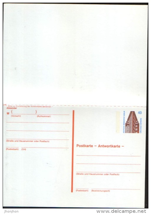 Germany/Berlin -stationery Postcard With Paid Answer Unused 1989 - With Fluorescent Strips Ca.3mm - 2/scans - Cartoline Private - Nuovi