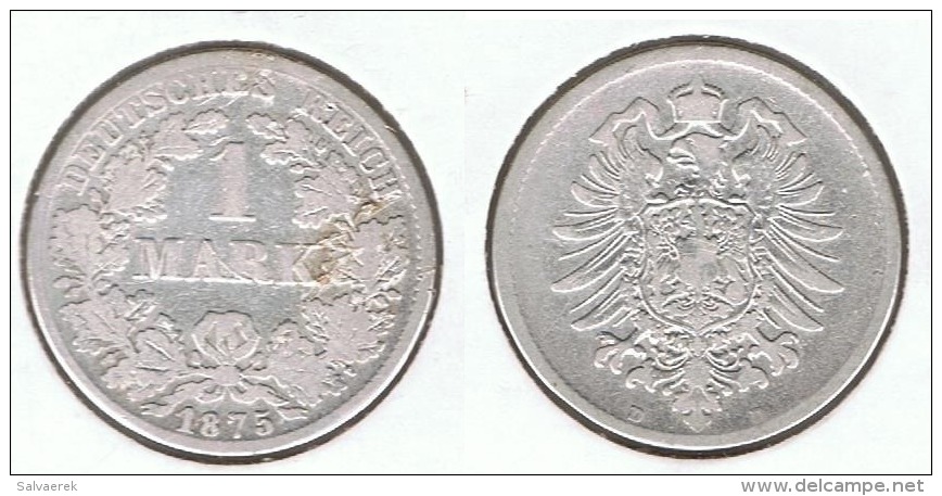 ALEMANIA DEUTSCHES REICH MARK 1875 D PLATA SILBER - 1 Mark