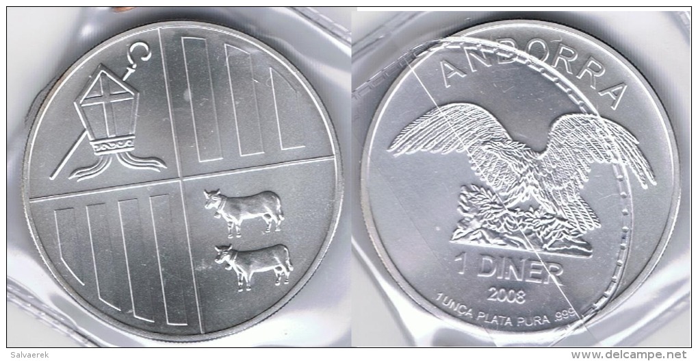 ANDORRA ONZA  DINER 2008 PLATA SILVER - Andorra