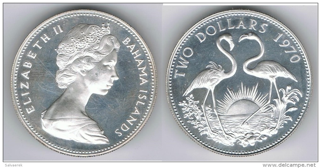 BAHAMA 2 DOLLARS 1970 PLATA SILVER C1 - Bahamas