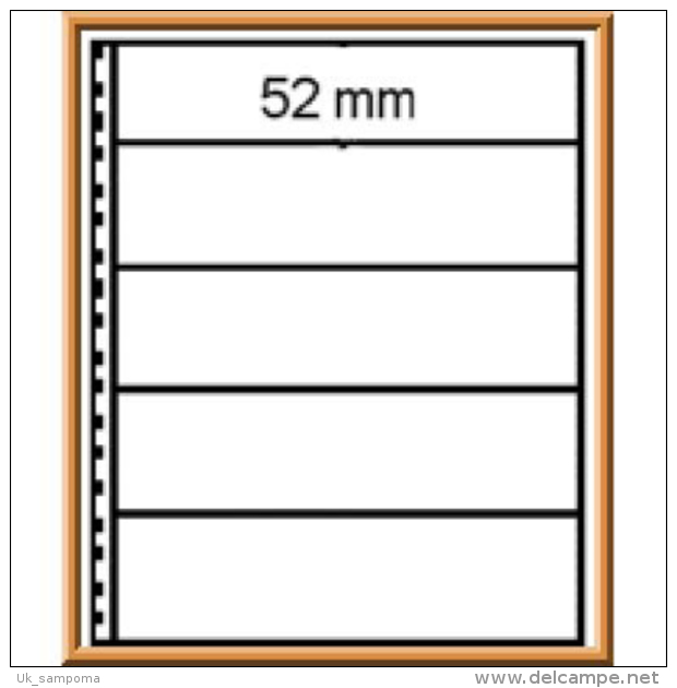 Lindner 013P Omnia Stockbook Page With 5 Strips (52 Mm) Per Page, White - Pack Of 10 - Vierges