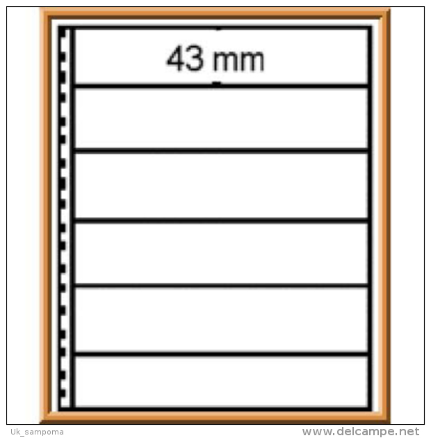 Lindner 014P Omnia Stockbook Page With 6 Strips (43 Mm) Per Page, White - Pack Of 10 - Vierges