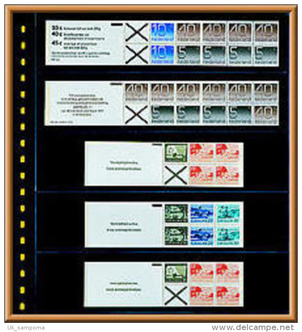 Lindner 825 Crystal Clear Pocket Page With 5 Strips (50 Mm), With Black Backing Page - Sobres Transparentes