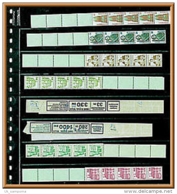 Lindner 828 Crystal Clear Pocket Page With 8 Strips (30 Mm), With Black Backing Page - Sobres Transparentes