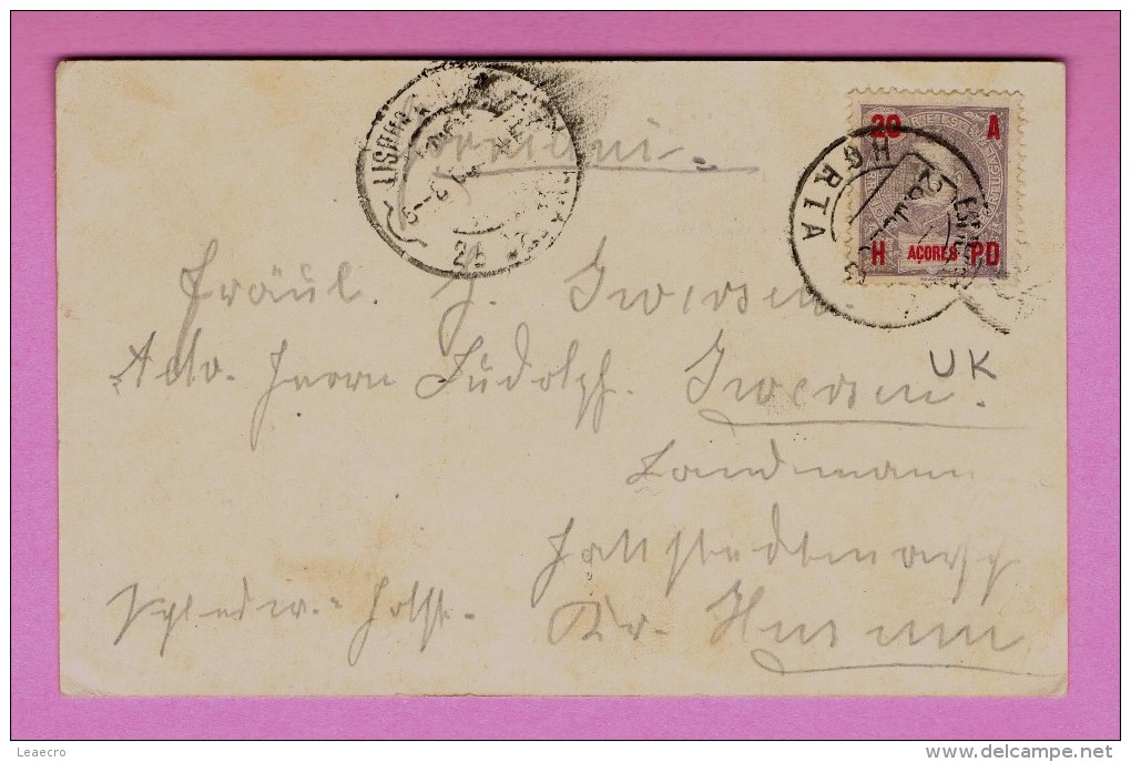 D.Carlos Charles Kings King Overprint  Surcharge Postcard PORTUGAL AZORES Horta Pmk Gc2400 - Lettres & Documents