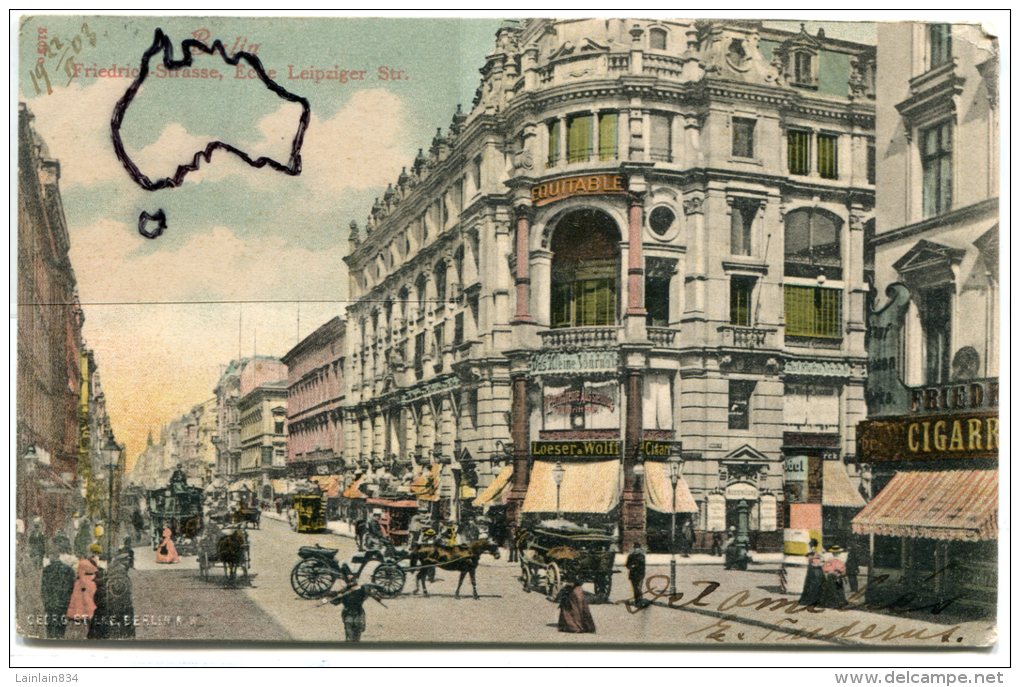 - BERLIN - Friedrichs Strasse - Ecke Liepziger Str, Animation, Tramway à Chevaux, Calèches, écrite En 1903, BE, Rare. - Friedrichshain