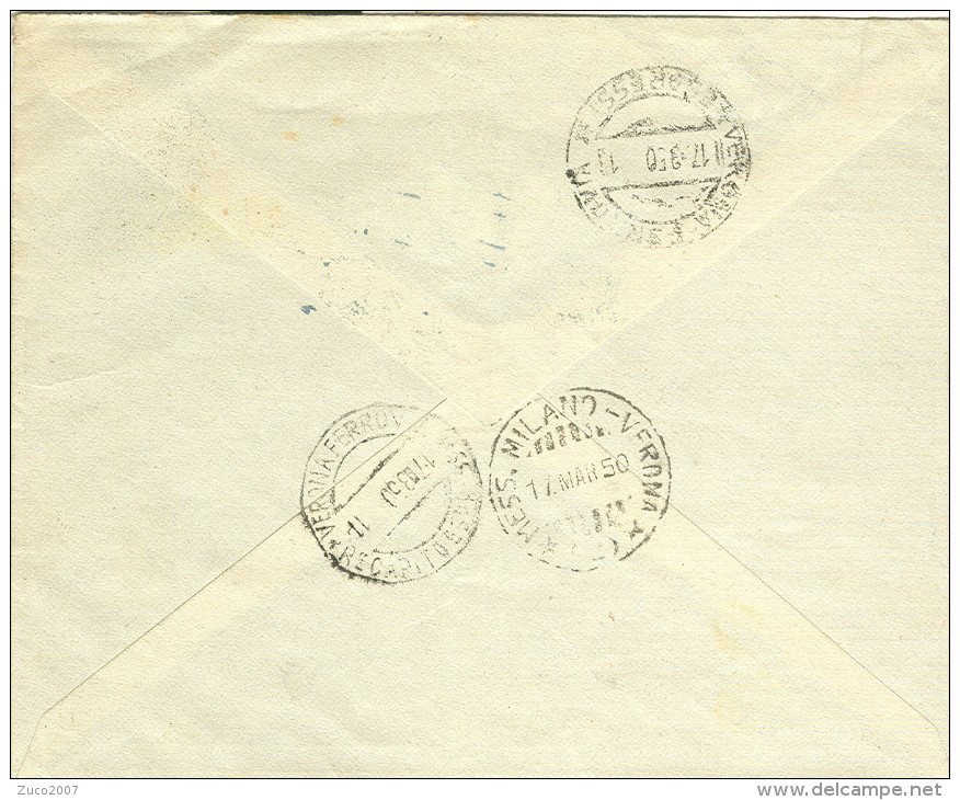 DEMOCRATICA £.30+30,S 563, IN TARIFFA LETTERA ESPRESSO,1950, TIMBRO POSTE BRESCIA, VERONA, BALLINI BRESCIA - 1946-60: Marcophilia