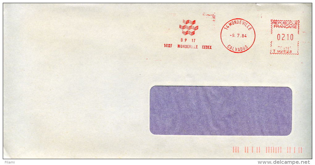 EMA Havas T-92523 Mondeville,Calvados,lettre Obliterée 14 Mondeville 9.7.1984 - Sonstige & Ohne Zuordnung