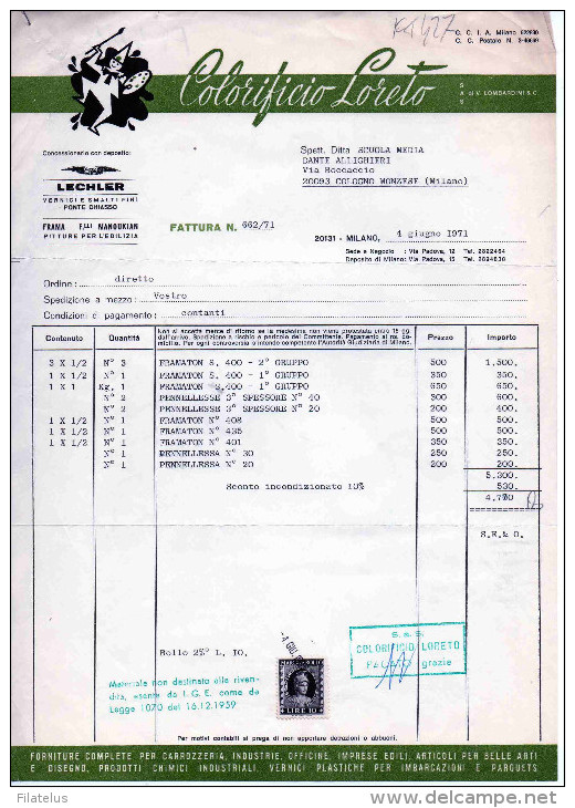 COLORIFICIO LORETO-MILANO-4 6 1971 - Fiscali