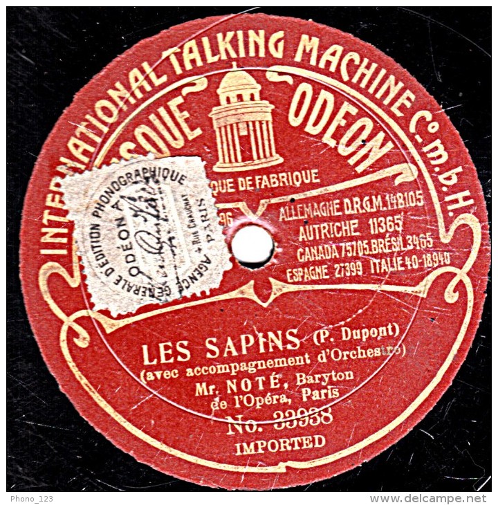 78 Trs - 27 Cm  - état M -  NOTE - LES SAPINS - Si J'étais Dieu - 78 Rpm - Schellackplatten