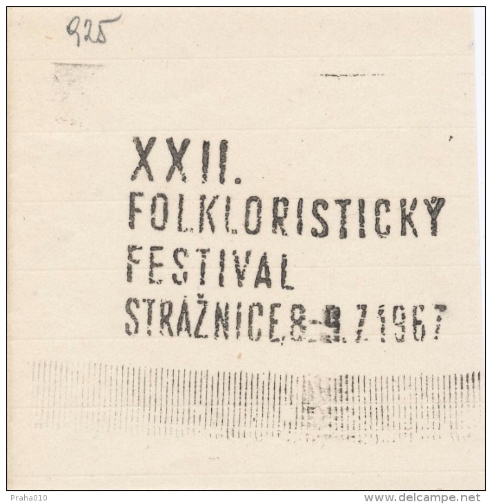 J2284 - Czechoslovakia (1945-79) Control Imprint Stamp Machine (R!): XXII. Folkloric Festival Straznice 1967 - Proeven & Herdrukken