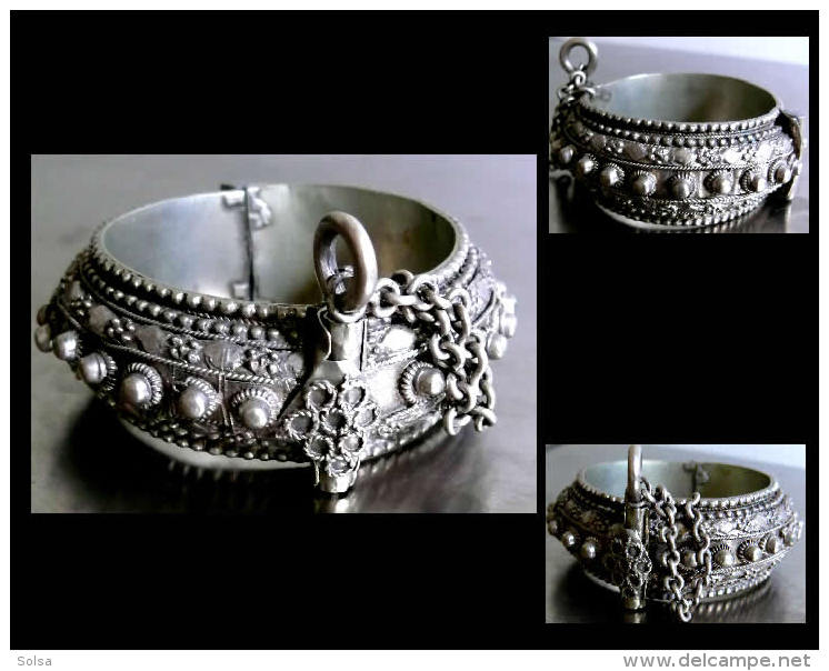 SHUMLAYLAT Ancien Bracelet De Mariage Yéménite / Old Yemen Bride Silver Bracelet - Ethnics