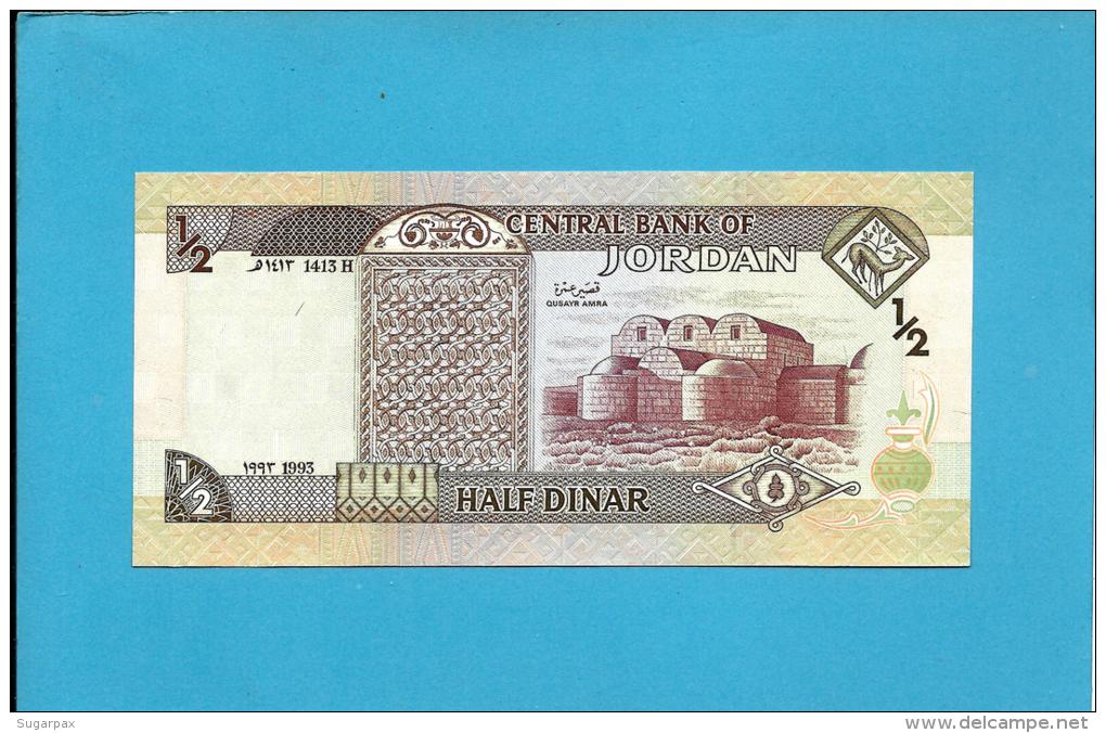 JORDAN - 1/2 DINAR - 1993 - P 23.b - UNC. - Sign. 19 - King Hussein - 2 Scans - Jordanie